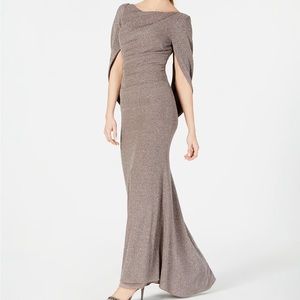 COPY - Betsy & Adam Metallic-Knit Draped Gown